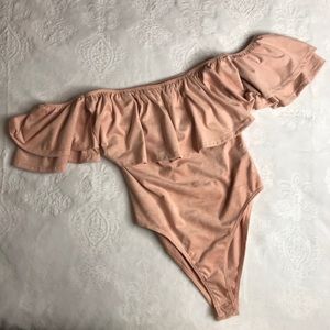 Forever 21 Off the Shoulder Bodysuit Pink